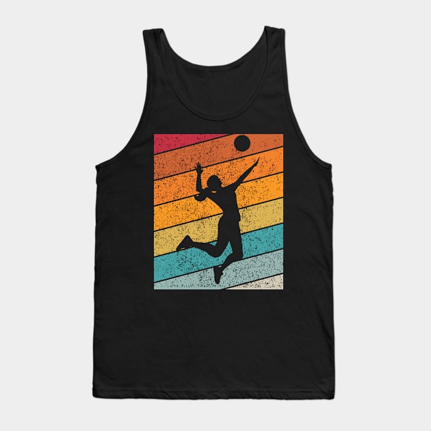 Female Volleyball Outdoor Sports Retro Sunset Design Tank Top by Up 4 Tee